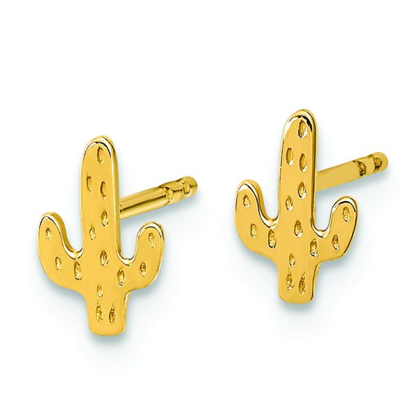 14K Polished Cactus Post Earrings - Image 2