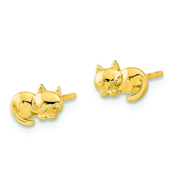 14K Polished Cat Post Earrings - Image 2