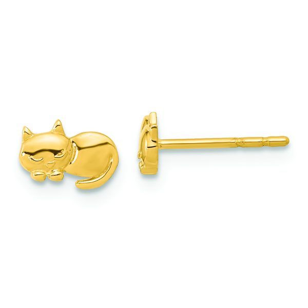 14K Polished Cat Post Earrings