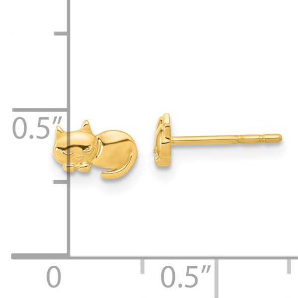 14K Polished Cat Post Earrings - Image 3