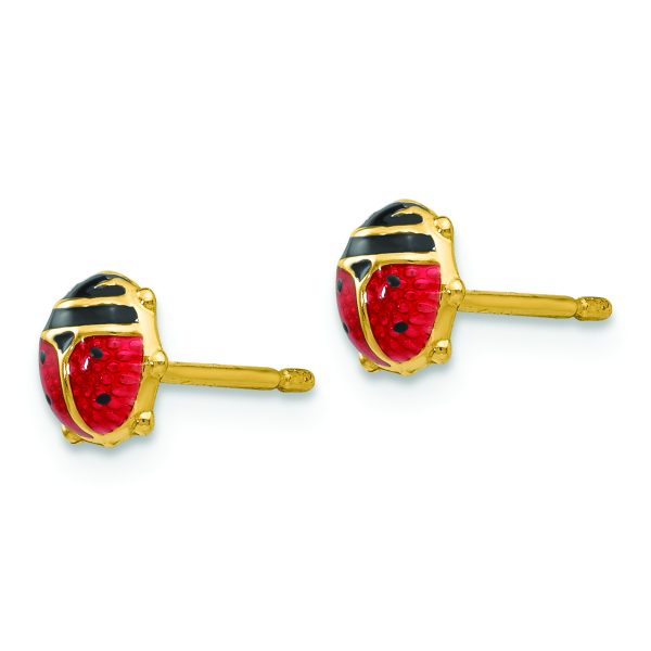 14k Enameled Ladybug Earrings - Image 2