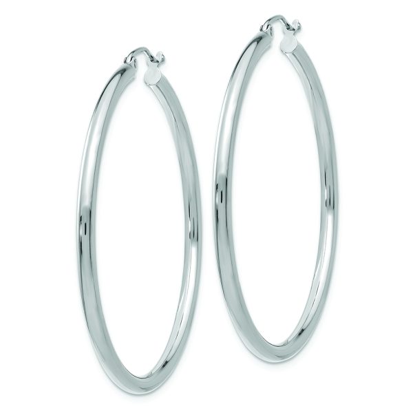 10K White Gold Polished 2.5mm Tube Hoop Earrings - Image 2