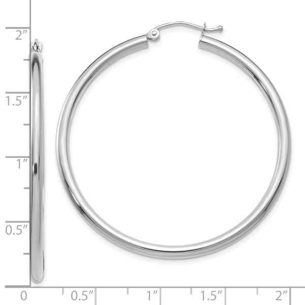 10K White Gold Polished 2.5mm Tube Hoop Earrings - Image 3