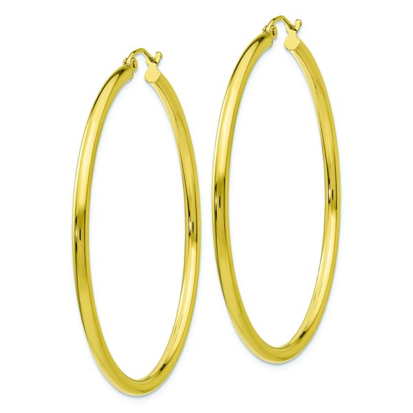 10K Polished 2.5mm Tube Hoop Earrings - Image 2