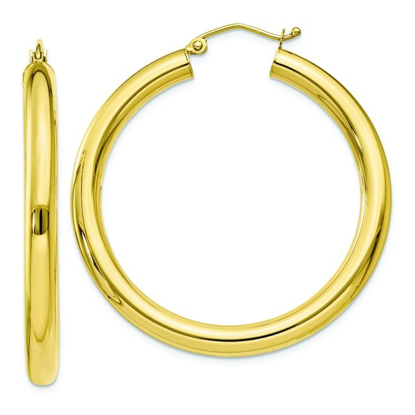 10K Polished 4mm Tube Hoop Earrings