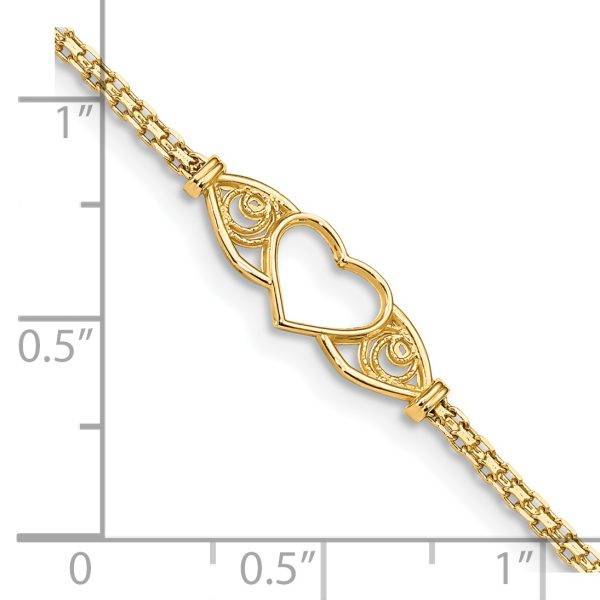 14k Polished Heart 10inch  Anklet - Image 3