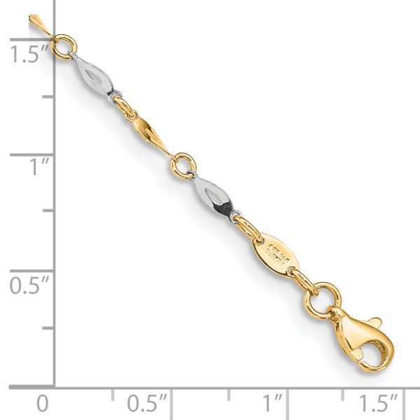 14K Two-Tone Polished 9in Plus 1in ext. Anklet - Image 3