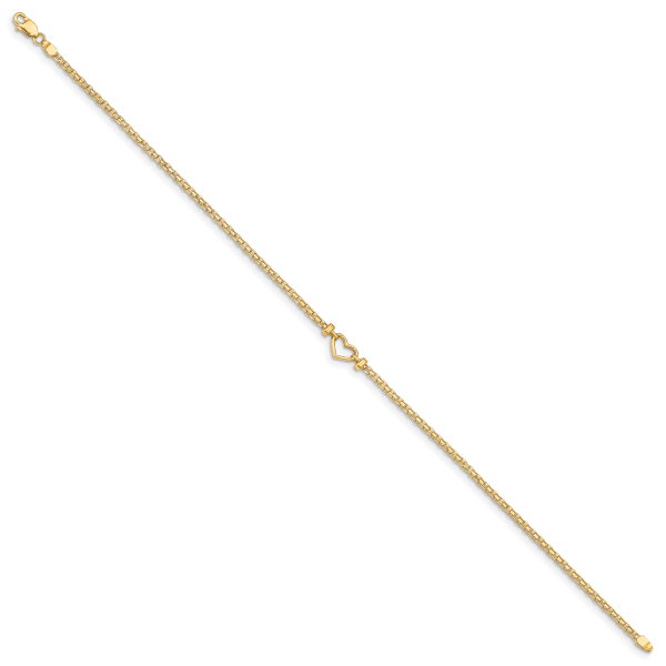 14k Fancy Heart 9inch Anklet - Image 2
