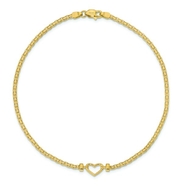 14k Fancy Heart 9inch Anklet - Image 4