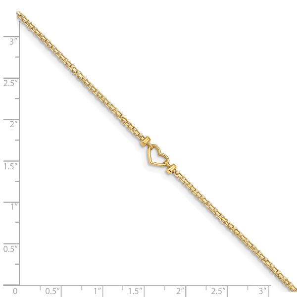 14k Fancy Heart 9inch Anklet - Image 3