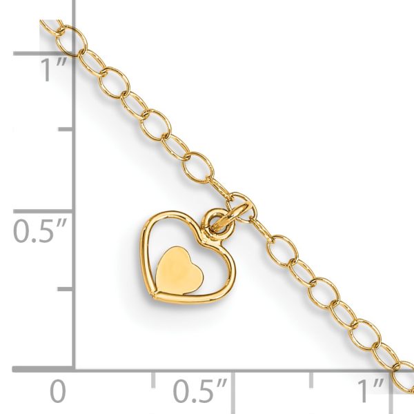 14K Polished Hearts 10in Plus 1in ext. Anklet - Image 3