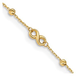 14K Infinity Symbol 10in Plus 1in ext. Anklet