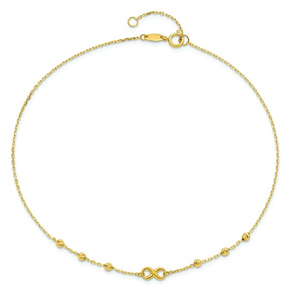 14K Infinity Symbol 10in Plus 1in ext. Anklet - Image 4