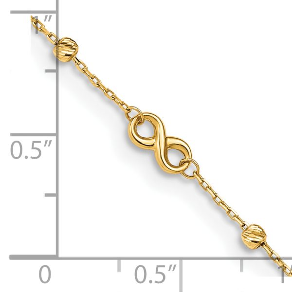 14K Infinity Symbol 10in Plus 1in ext. Anklet - Image 3