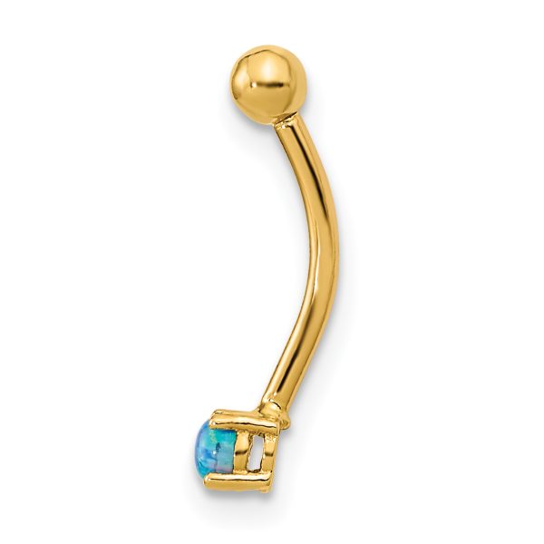 14K 16 Gauge Blue CZ Eyebrow Ring Body Jewelry - Image 2