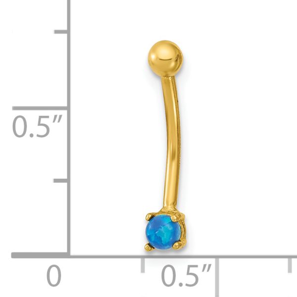 14K 16 Gauge Blue CZ Eyebrow Ring Body Jewelry - Image 3