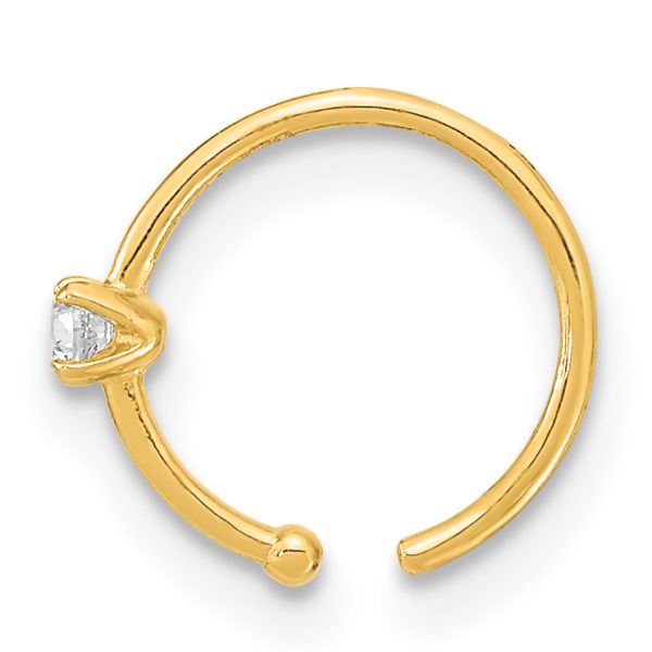 14K 20 Gauge CZ Hoop Nose Ring Body Jewelry - Image 2