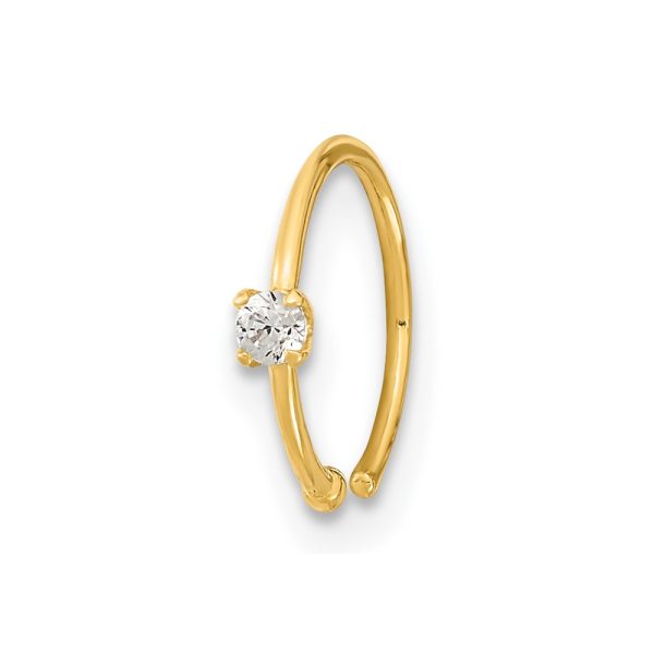 14K 20 Gauge CZ Hoop Nose Ring Body Jewelry