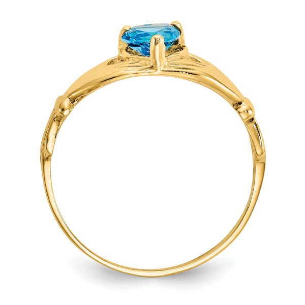 14k CZ December Birthstone Claddagh Heart Ring - Image 2
