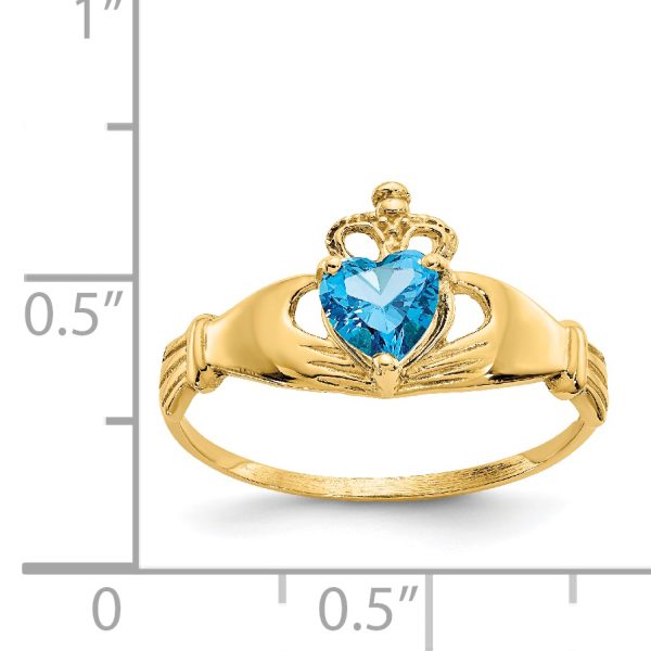 14k CZ December Birthstone Claddagh Heart Ring - Image 3