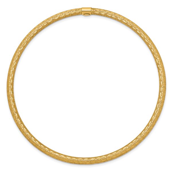 14k 3mm Satin Finish Diamon-cut Tube Slip-on Bangle - Image 2