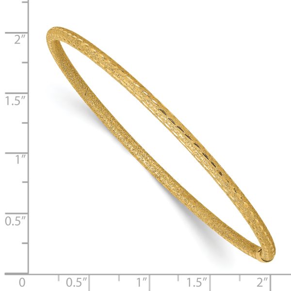 14k 3mm Satin Finish Diamon-cut Tube Slip-on Bangle - Image 3