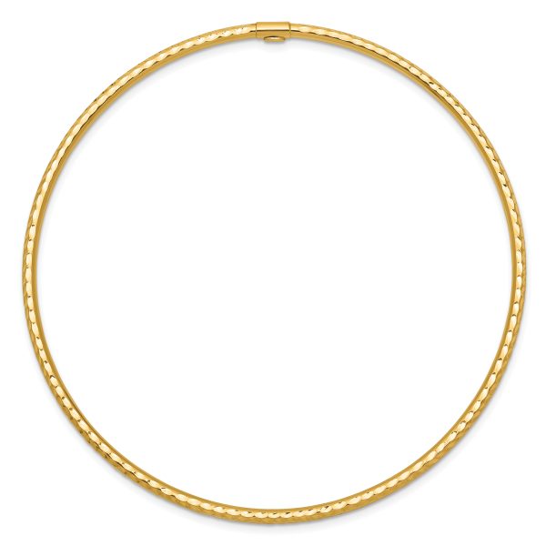 14k 2mm Diamond-cut Tube Slip-on Bangle - Image 2