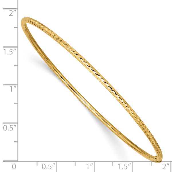 14k 2mm Diamond-cut Tube Slip-on Bangle - Image 3