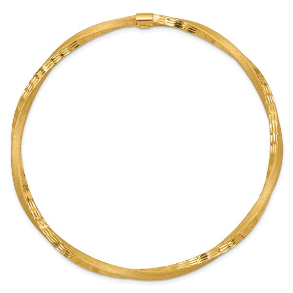 14k 3mm Satin Finish Diamond-cut Twist Slip-on Bangle - Image 2