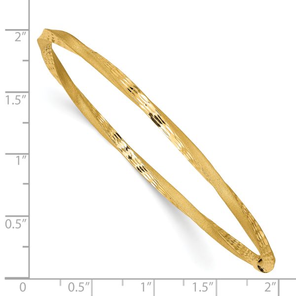 14k 3mm Satin Finish Diamond-cut Twist Slip-on Bangle - Image 3