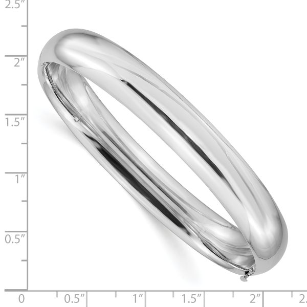 14k White Gold High Polished 10.00mm Hinged Bangle - Image 3