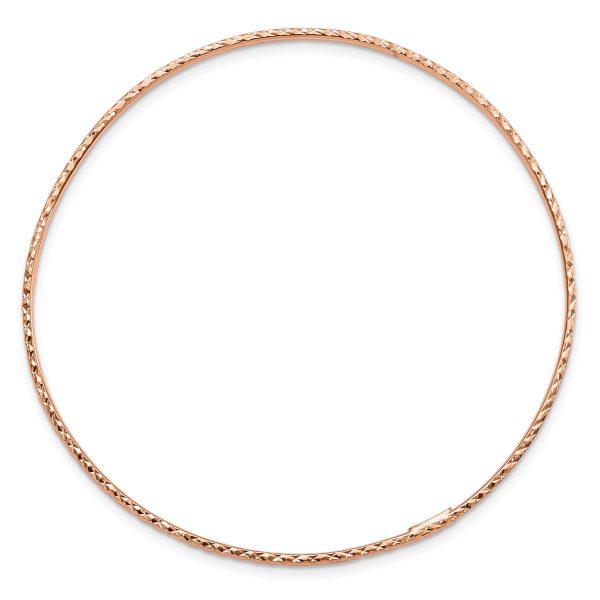 14k 1.5mm Rose Gold Diamond-Cut Slip-on Bangle Bracelet - Image 2