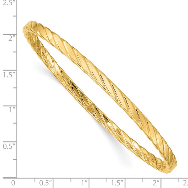 14K 4mm Textured Twist Slip-on Bangle - Image 3