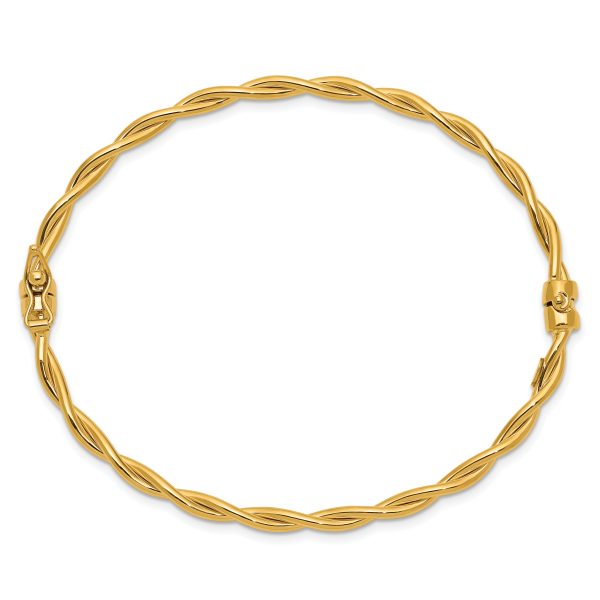 14K Yellow Gold Twisted Hinged Bangle - Image 2