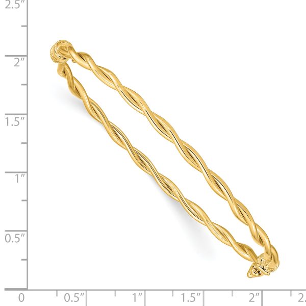 14K Yellow Gold Twisted Hinged Bangle - Image 3