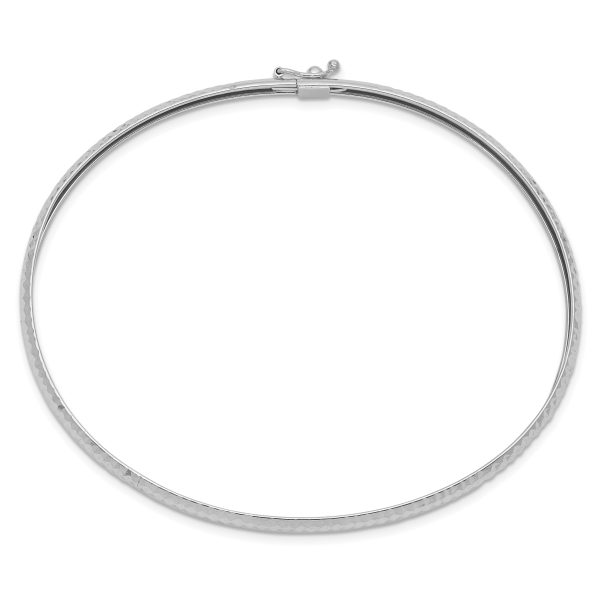 14k White Gold Textured Flexible Bangle - Image 2