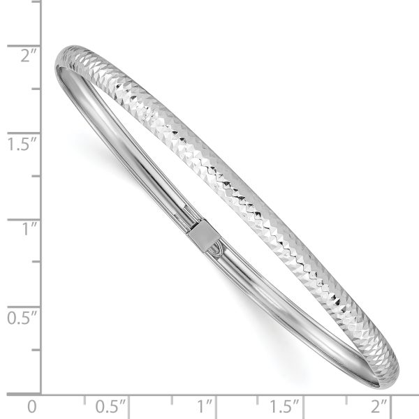 14k White Gold Textured Flexible Bangle - Image 3