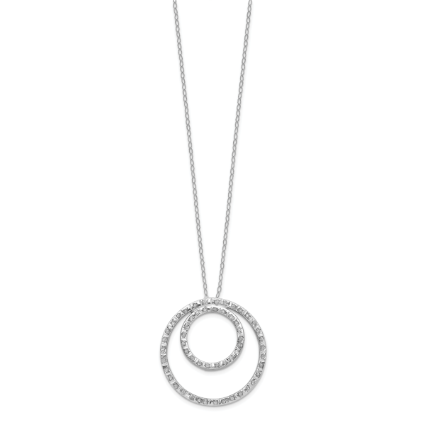 14k White Gold Diamond Fascination Double Circle Necklace - Image 2