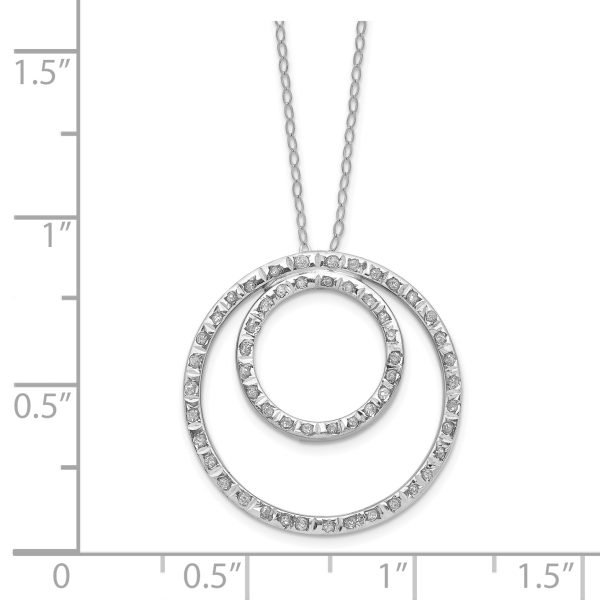 14k White Gold Diamond Fascination Double Circle Necklace - Image 3