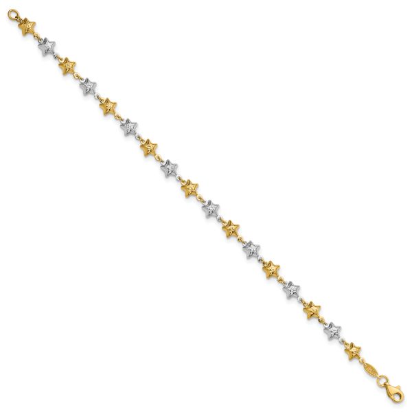 14k Two-tone Puffed Star Bracelet - Image 2