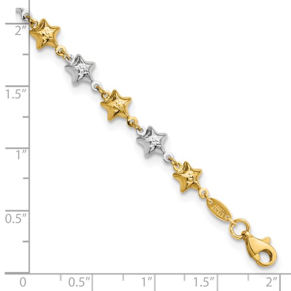 14k Two-tone Puffed Star Bracelet - Image 3