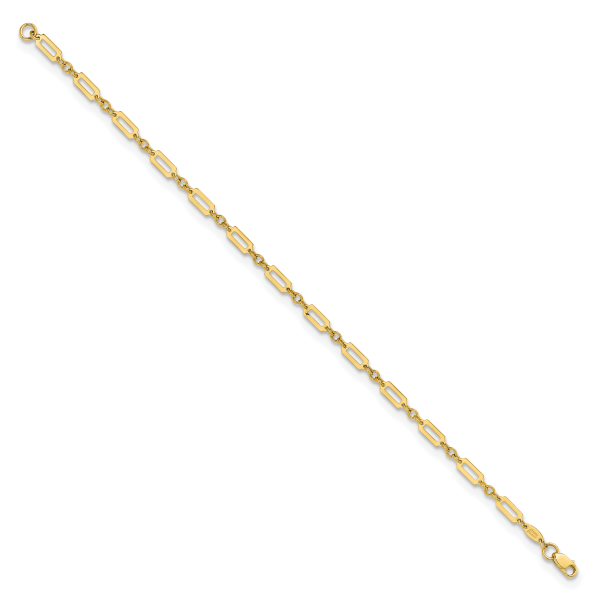 14K Polished Fancy Rectangle Link 7.5in Bracelet - Image 2