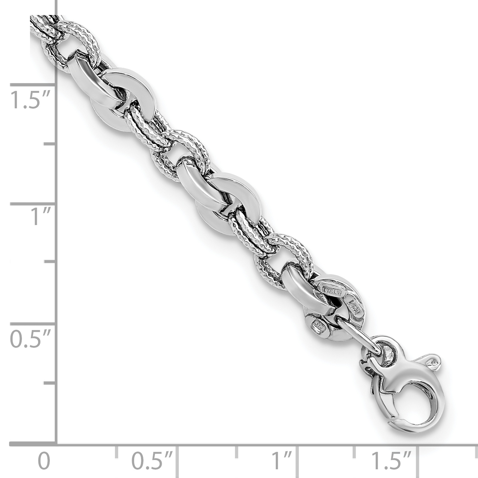 14K White Polished Fancy Link Bracelet - Image 3