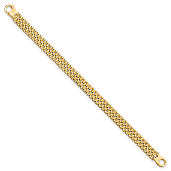 14K Brushed and Polished Basket Weave Pattern 7.5in Bracelet - Image 2
