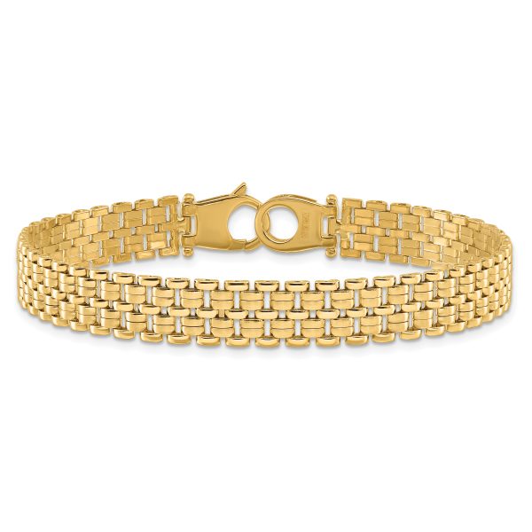 14K Brushed and Polished Basket Weave Pattern 7.5in Bracelet - Image 3