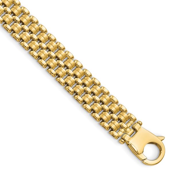 14K Brushed and Polished Basket Weave Pattern 7.5in Bracelet