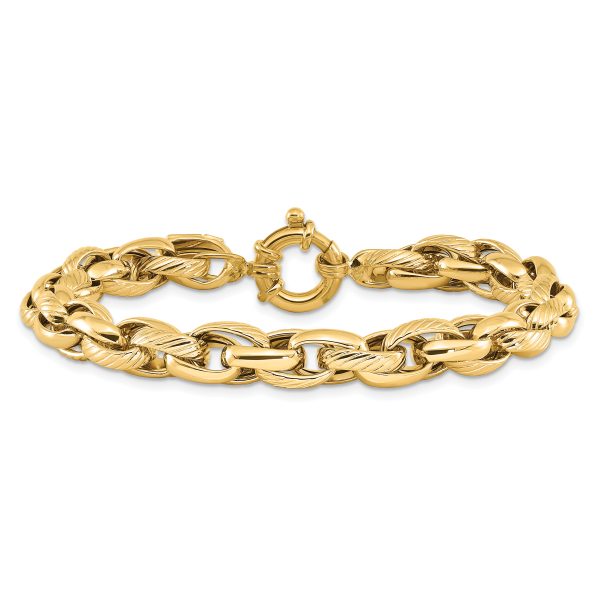 14k Polished and Textured Link 7.5in Bracelet - Image 3