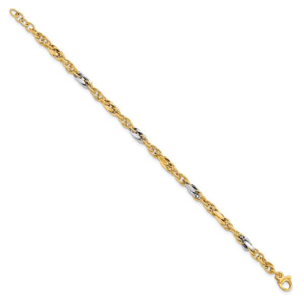14K Two-Tone Polished Fancy Link Bracelet - Image 2