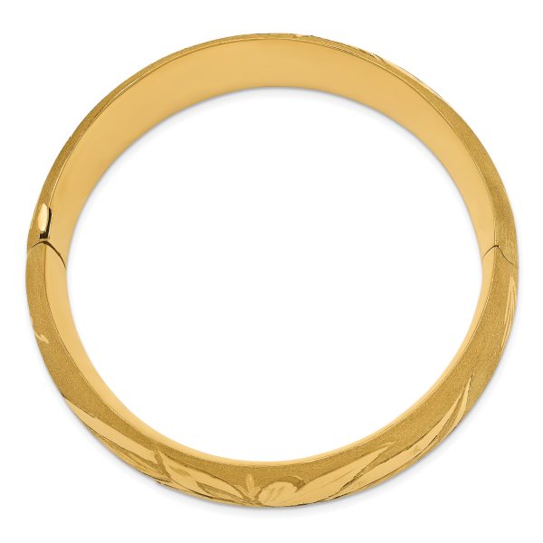 14k 13/16 Florentine Engraved Hinged Bangle Bracelet - Image 2