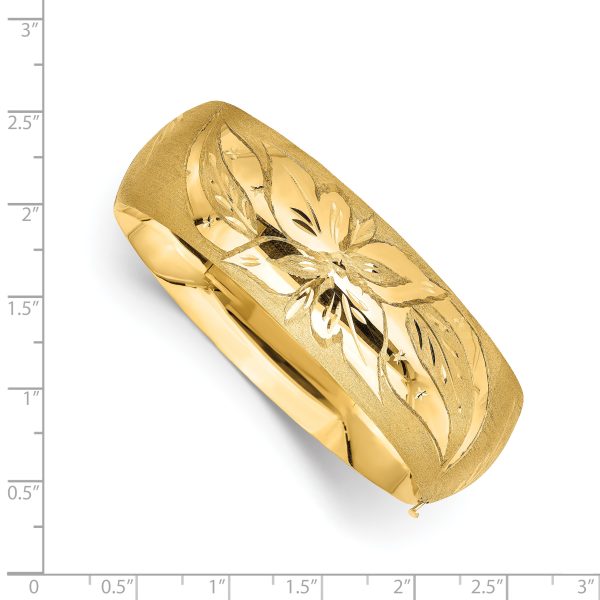 14k 13/16 Florentine Engraved Hinged Bangle Bracelet - Image 3